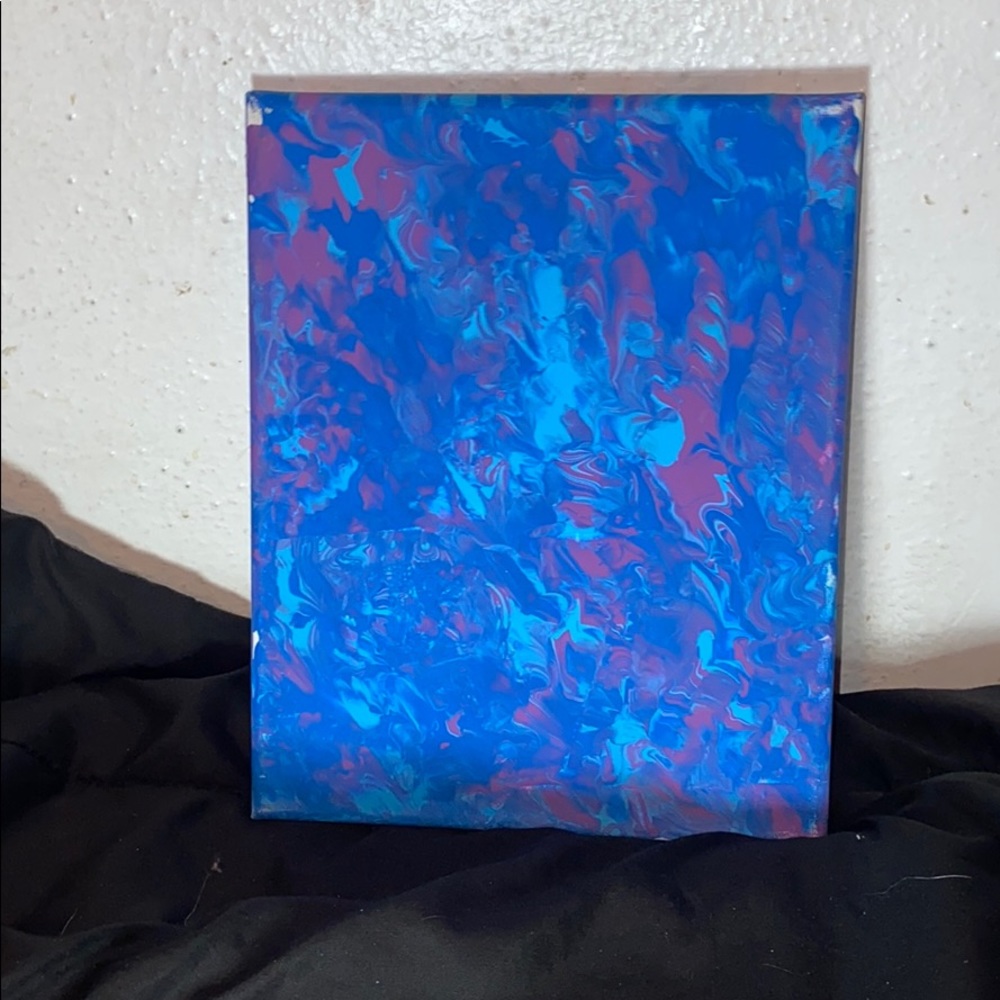 Blue and pink swirl painting